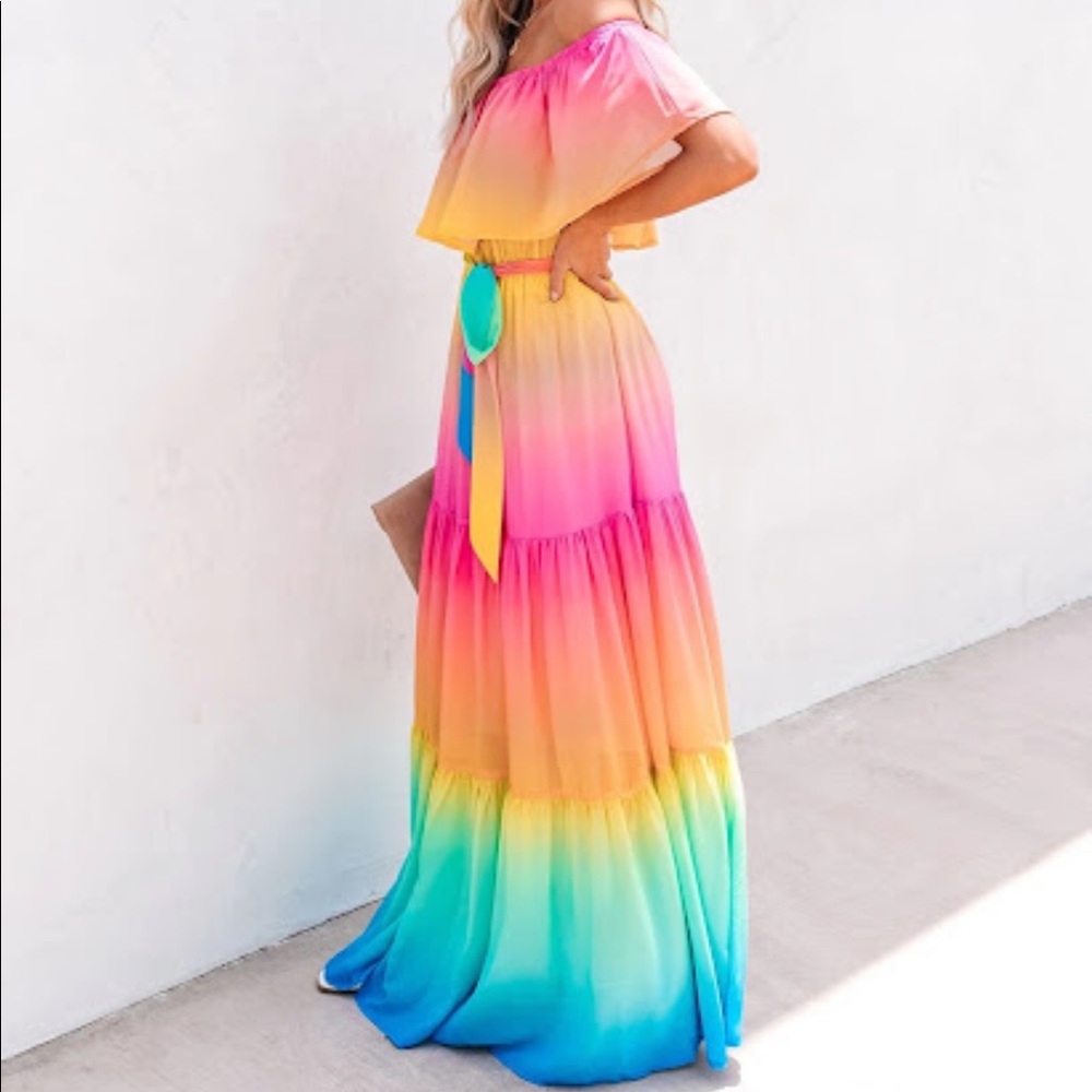 Vici Rainbow Ombre Maxi Dress